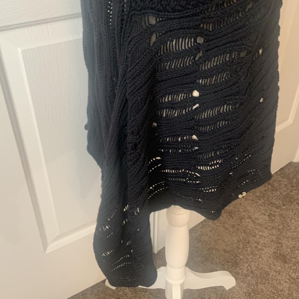 NWT “Pure Handknit” Brand Black Knit Open-Front Shawl Cardigan - Picture 9 of 17